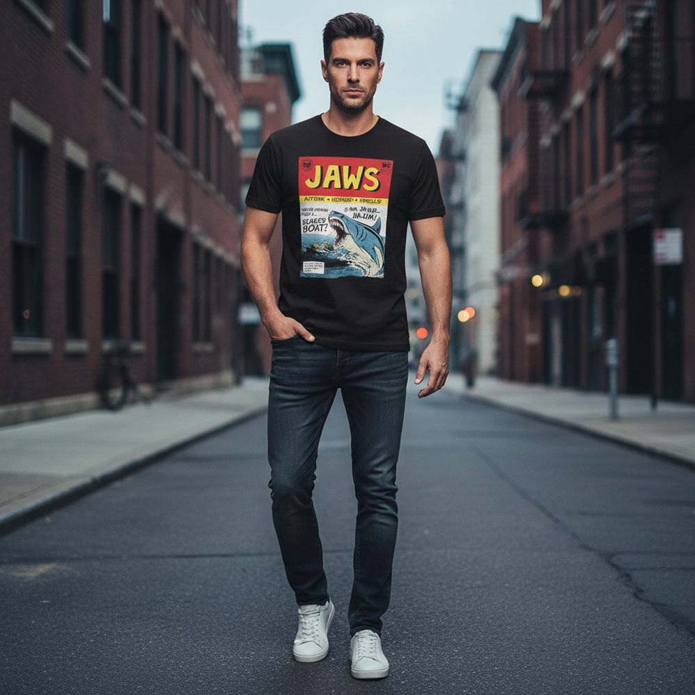 Men's American Classics Jaws Graphic Tee - Large - Black